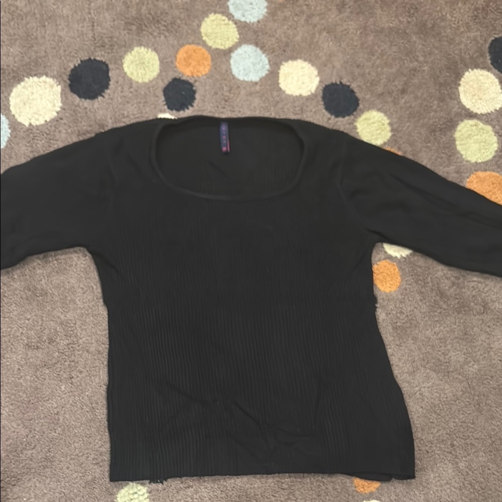 Black Ribbed Knit Top